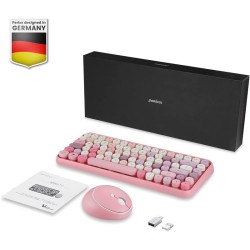 Perixx Spain. Kit teclado + ratón inalámbricos rosa. PERIDUO-713 ES
