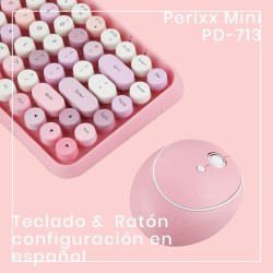 Perixx Spain. Kit teclado + ratón inalámbricos rosa. PERIDUO-713 ES