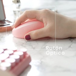 Perixx Spain. Kit teclado + ratón inalámbricos rosa. PERIDUO-713 ES
