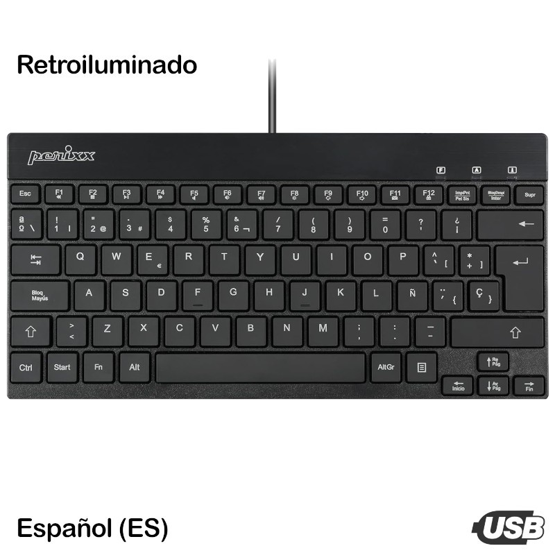 Teclado Retroiluminado Mini USB Perixx 326 (ES)