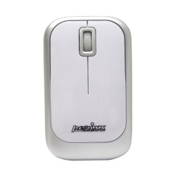 PERIMICE-706 Ratón wireless  Blanco brillo y Plata. Frontal